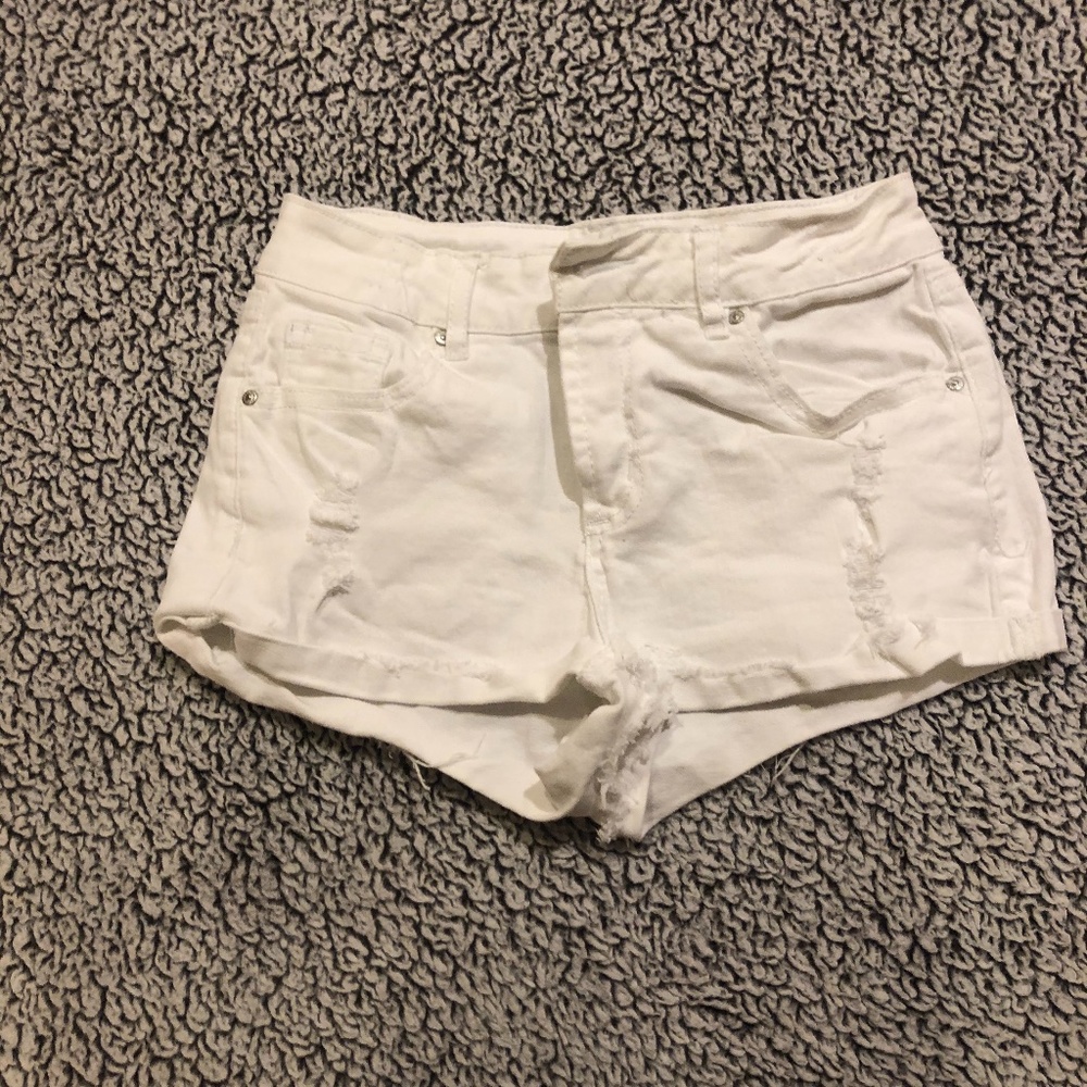 Refuge White Ripped Jean Shorts